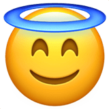 Apple design of the smiling face with halo emoji verson:ios 16.4