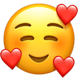 Apple design of the smiling face with hearts emoji verson:ios 16.4