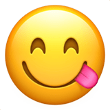 Apple design of the face savoring food emoji verson:ios 16.4