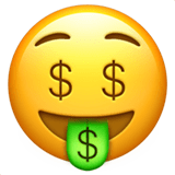 Apple design of the money-mouth face emoji verson:ios 16.4