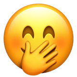 Apple design of the face with hand over mouth emoji verson:ios 16.4
