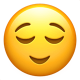 Apple design of the relieved face emoji verson:ios 16.4