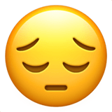 Apple Apple design of the pensive face emoji verson:ios 16.4