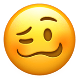 Apple design of the woozy face emoji verson:ios 16.4