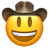 Apple design of the cowboy hat face emoji verson:ios 16.4