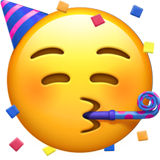 Apple design of the partying face emoji verson:ios 16.4