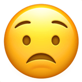 Apple design of the worried face emoji verson:ios 16.4