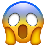 Apple design of the face screaming in fear emoji verson:ios 16.4