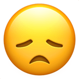 Apple design of the disappointed face emoji verson:ios 16.4