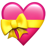 Apple design of the heart with ribbon emoji verson:ios 16.4