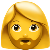 Apple design of the woman: beard emoji verson:ios 16.4