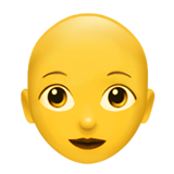 Apple design of the woman: bald emoji verson:ios 16.4