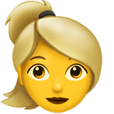 Apple design of the woman: blond hair emoji verson:ios 16.4