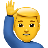 Apple design of the man raising hand emoji verson:ios 16.4