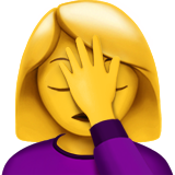Apple design of the woman facepalming emoji verson:ios 16.4