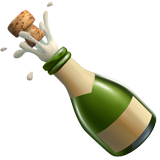 Apple design of the bottle with popping cork emoji verson:ios 16.4