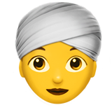 Apple design of the woman wearing turban emoji verson:ios 16.4