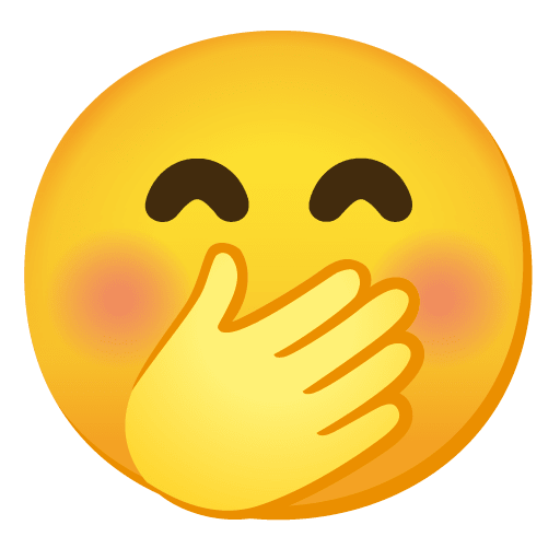 Google design of the face with hand over mouth emoji verson:Noto Color Emoji 15.0