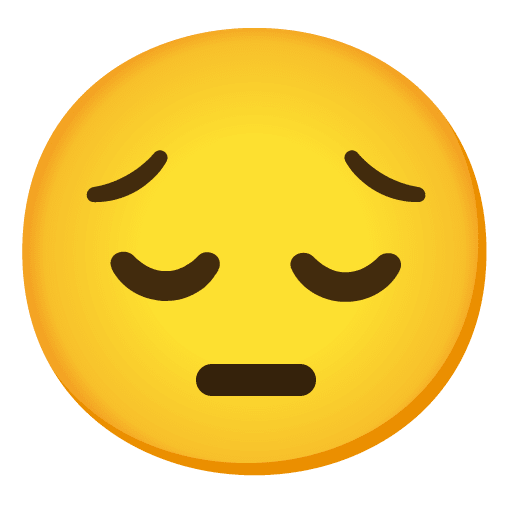 Google Google design of the pensive face emoji verson:Noto Color Emoji 15.0