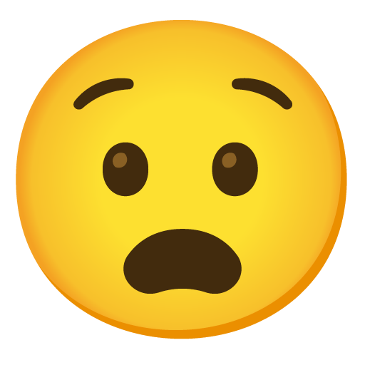 Google design of the anguished face emoji verson:Noto Color Emoji 15.0