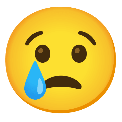 Google design of the crying face emoji verson:Noto Color Emoji 15.0