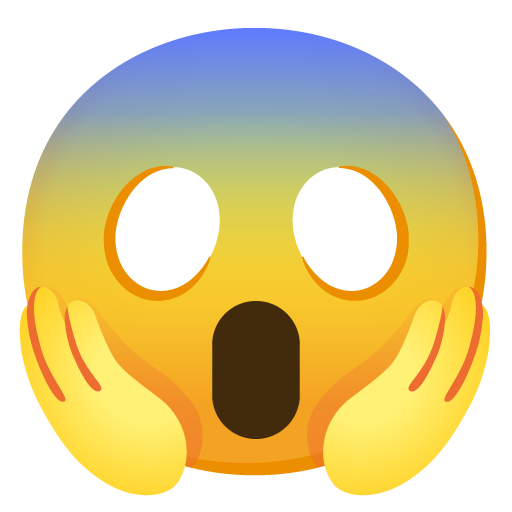 Google design of the face screaming in fear emoji verson:Noto Color Emoji 15.0