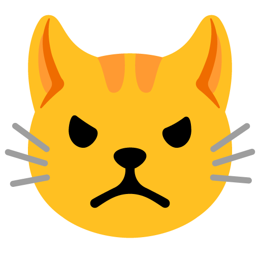 Google design of the pouting cat emoji verson:Noto Color Emoji 15.0