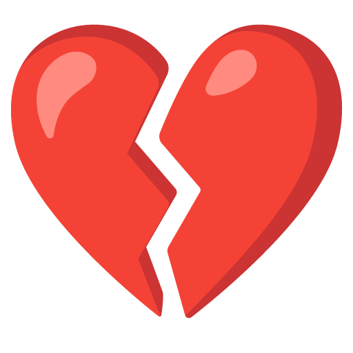 Google design of the broken heart emoji verson:Noto Color Emoji 15.0