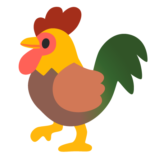 Google design of the rooster emoji verson:Noto Color Emoji 15.0