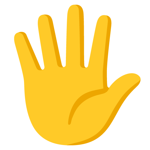 Google design of the hand with fingers splayed emoji verson:Noto Color Emoji 15.0