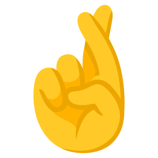 Google design of the crossed fingers emoji verson:Noto Color Emoji 15.0