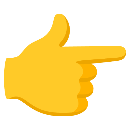 Google design of the backhand index pointing right emoji verson:Noto Color Emoji 15.0