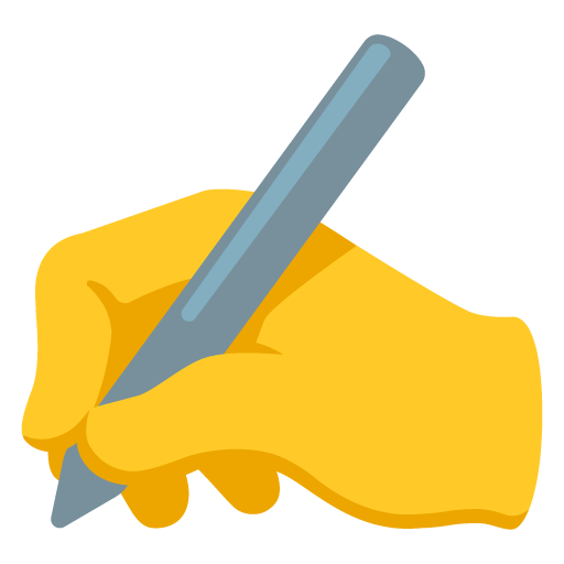 Google design of the writing hand emoji verson:Noto Color Emoji 15.0