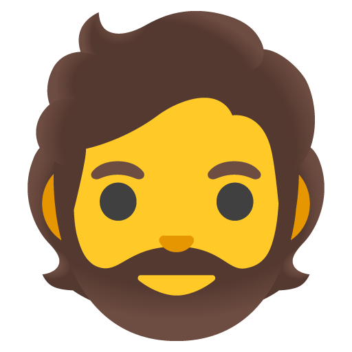 Google design of the person: beard emoji verson:Noto Color Emoji 15.0