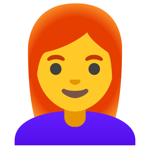Google design of the woman: red hair emoji verson:Noto Color Emoji 15.0