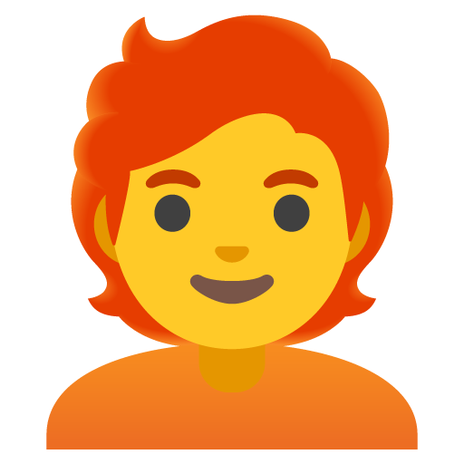 Google design of the person: red hair emoji verson:Noto Color Emoji 15.0
