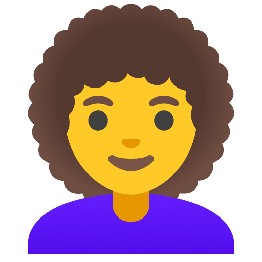 Google Google design of the woman: curly hair emoji verson:Noto Color Emoji 15.0