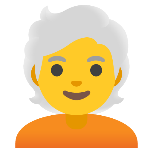 Google design of the person: white hair emoji verson:Noto Color Emoji 15.0