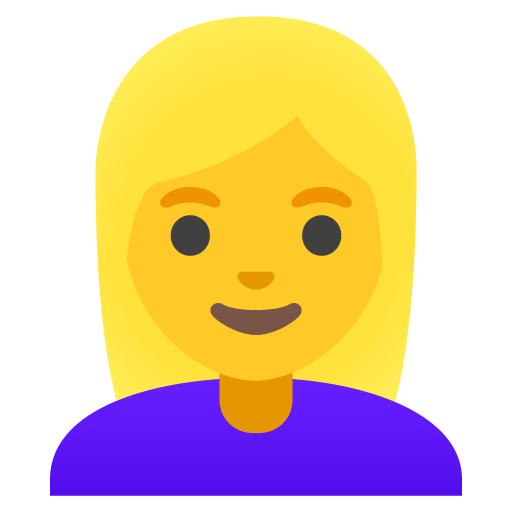 Google design of the woman: blond hair emoji verson:Noto Color Emoji 15.0