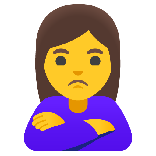 Google design of the woman pouting emoji verson:Noto Color Emoji 15.0