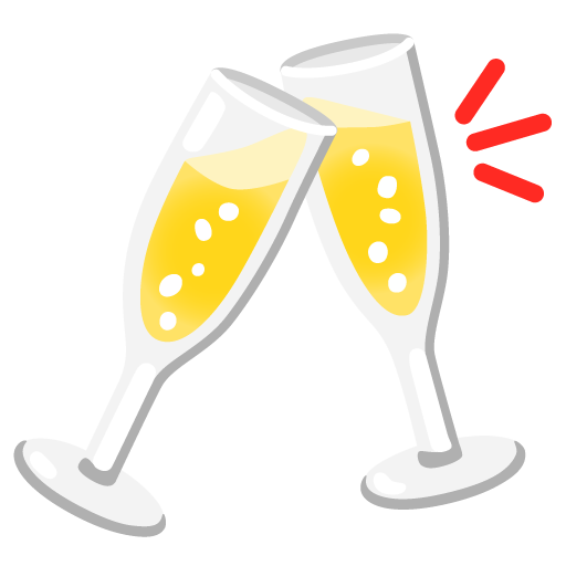 Google design of the clinking glasses emoji verson:Noto Color Emoji 15.0