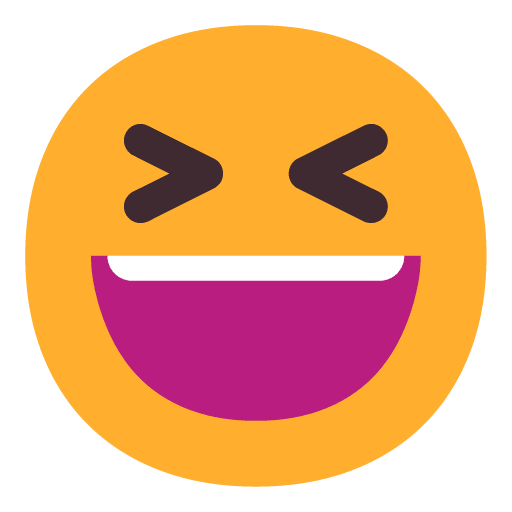 Microsoft design of the grinning squinting face emoji verson:Windows-11-22H2