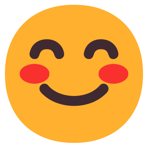 Microsoft design of the smiling face with smiling eyes emoji verson:Windows-11-22H2