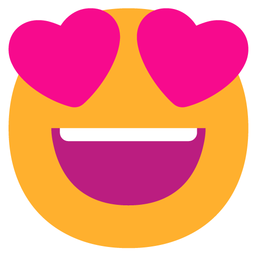 Microsoft design of the smiling face with heart-eyes emoji verson:Windows-11-22H2