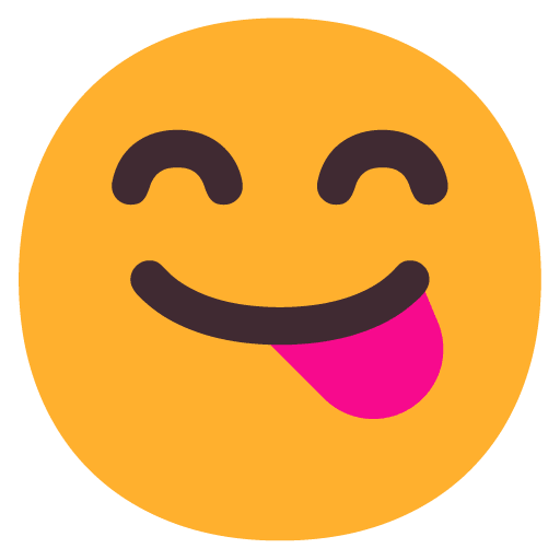 Microsoft design of the face savoring food emoji verson:Windows-11-22H2