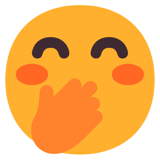 Microsoft design of the face with hand over mouth emoji verson:Windows-11-22H2