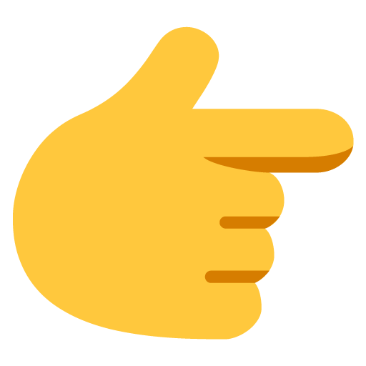 Microsoft design of the backhand index pointing right emoji verson:Windows-11-22H2