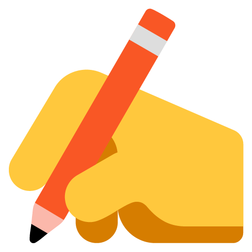 Microsoft design of the writing hand emoji verson:Windows-11-22H2