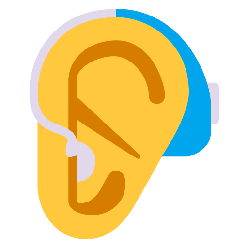 Microsoft design of the ear with hearing aid emoji verson:Windows-11-22H2