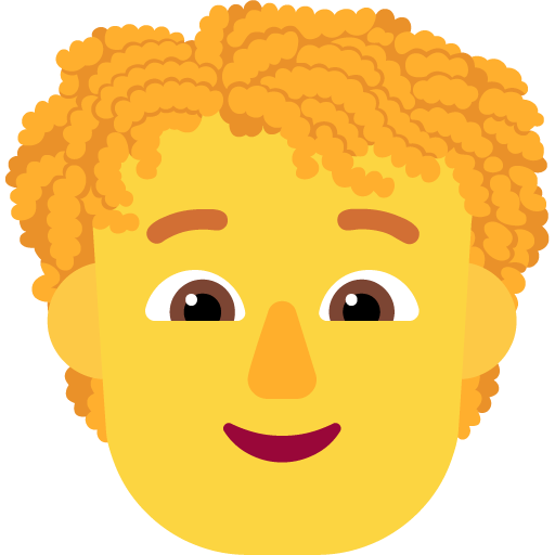 Microsoft design of the person: curly hair emoji verson:Windows-11-22H2